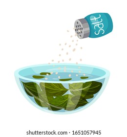Ensalada con sal aislada en fondo blanco Ilustración vectorial