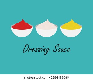 Vector de salsa de vestir. Salsa para el baño. Ketchup, mayonesa y mostaza.
