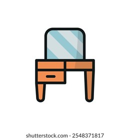 Dressing table bedroom icon vector basic design simple and modern concept graphic