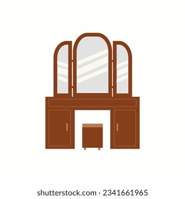 Dressing table for bedroom interior Vector illustration