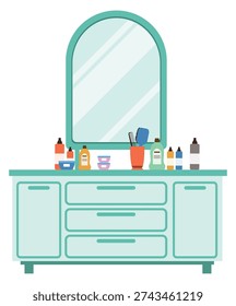 Dressing table color icon. Boudoir mirror furniture