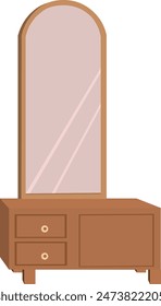 Dressing table design isolated vector illustration for 2d cartoon animation. indoor living room furniture element isolated white background