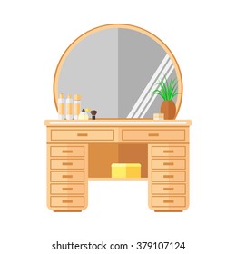 Dressing table. Furniture. Isolated object on a white background. Vector illustration.