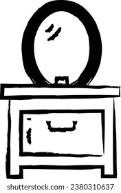 Dressing Table hand drawn vector illustration