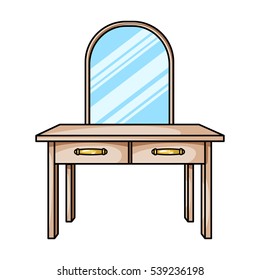 Dressing table icon in cartoon style isolated on white background. Furniture and home interior symbol stock vector illustration.