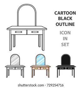 Dressing table icon in cartoon style isolated on white background. Furniture and home interior symbol stock vector illustration.