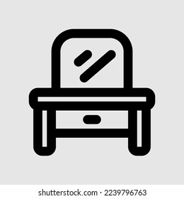 Icono de tabla de dibujo en estilo de línea sobre muebles, uso para presentación de aplicación móvil del sitio web