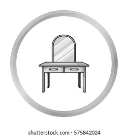 Dressing table icon in monochrome style isolated on white background. Furniture and home interior symbol stock vector illustration.