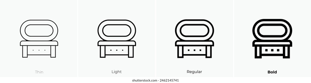 dressing table icon. Thin, Light Regular And Bold style design isolated on white background