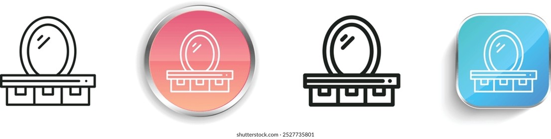 dressing table icon. Thin Linear, Regular and Button Style Design Isolated On White Background