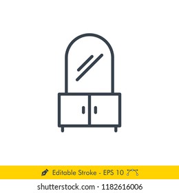 Dressing Table Icon / Vector - In Line / Stroke Design