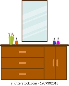 Dressing table, illustration, vector on a white background.