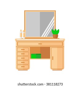 Dressing table isolated on white background. Vector illustration.