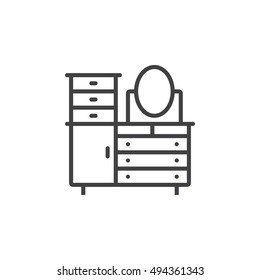 dressing table line icon, outline vector sign, linear pictogram isolated on white. logo illustration