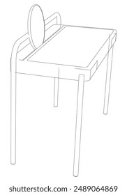 Ilustración vectorial de la línea de tocador. Diferentes vistas de tocador, ideal para el diseño de muebles y conceptos de interior 