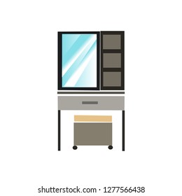 Dressing table with mirror and drawer, Furniture vector  illustration.