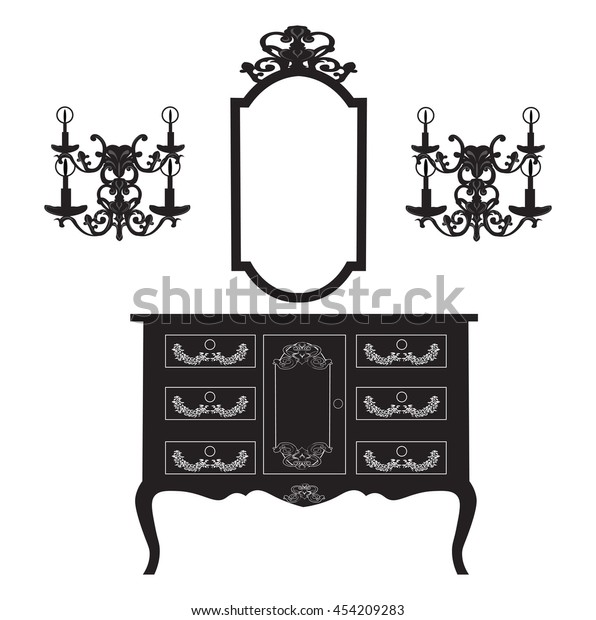 Dressing Table Mirror Frame Wall Lamps Stock Image Download Now