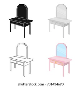 Dressing table with mirror. Furniture and interior single icon in cartoon style Isometric vector symbol stock illustration web.