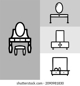 Dressing table with a mirror icon. Isometric illustration of dressing table with a mirror vector icon for web