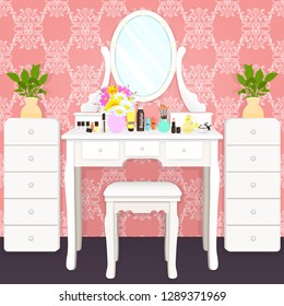 White Dresser With Mirror Stock Vectors Images Vector Art