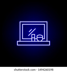 dressing table, mirror line neon icon. Elements of Beauty and Cosmetics illustration icon. Signs and symbols can be used for web, logo, mobile app, UI, UX on black background