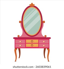Dressing Table with Mirror on White