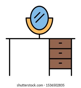 Dressing Table Mirror for Small Living Space Vector Icon Concept