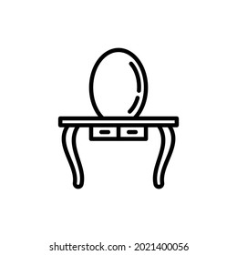 Dressing table with mirror thin line icon. Interior design. Modern vector illustration of furniture.