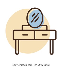 Dressing table with mirror vector icon. Graph symbol for furniture, web site and apps design, logo, app, UI