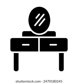 Dressing table with mirror vector solid icon. Graph symbol for furniture, web site and apps design, logo, app, UI