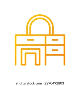 Dressing table pixel perfect gradient linear vector icon. Makeup desk with drawers. Beauty station. Furniture store. Thin line color symbol. Modern style pictogram. Vector isolated outline drawing