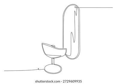 Tocador. Concepto de salón de dibujo de una línea