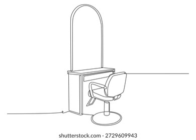 Tocador. Concepto de salón de dibujo de una línea