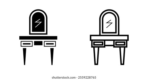 Dressing table set icon on white background