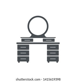Dressing table silhouette vector icon isolated on white background