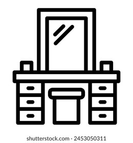 Dressing Table Vector Line Icon Design