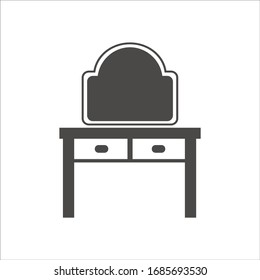 Dressing table with vintage mirror and drawers