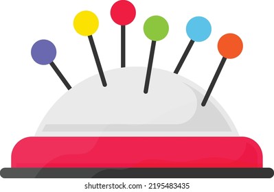 Dressmaker equipment vector icon design, Glamour and beauty symbol, Haute couture Sign, Fashion Show and Exhibition stock illustration, Needlework pincushion Concept