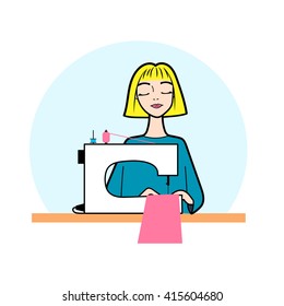 Dressmaker Illustration Cartoon Flat Girl Blonde Stock Vector (Royalty ...
