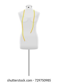 Dressmaker mannequin on a white background.