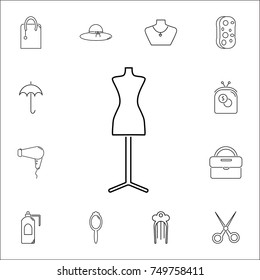Dressmaker model icon. Set of woman accessories icons. Web Icons Premium quality graphic design. Signs, outline symbols collection, simple icons for websites, web design, mobile on white background
