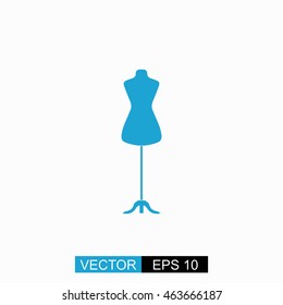 Dressmaker model vector. Isolated blue icon on white background.