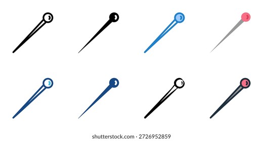 Dressmaker Pin-Symbole setzen mehrere Stilkollektion. Bearbeitbarer Strich 
