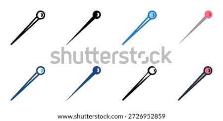 Dressmaker pin icons set multiple style collection. Editable stroke 
