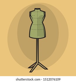 Dressmakers or tailors dummy or mannequin, abstract vector illustration