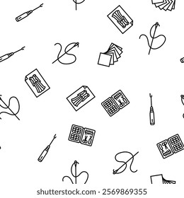 dressmaking fashion sewing style vector seamless pattern thin line illustration