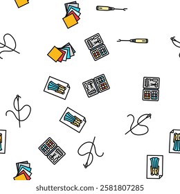 dressmaking fashion sewing style vector seamless pattern thin line illustration