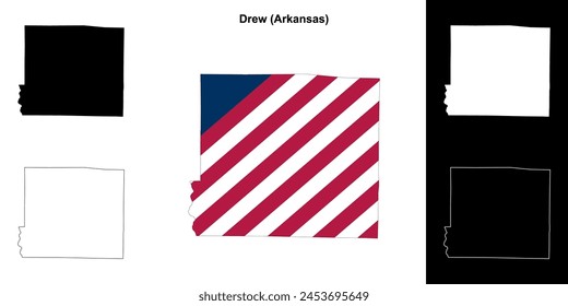 Drew County (Arkansas) outline map set