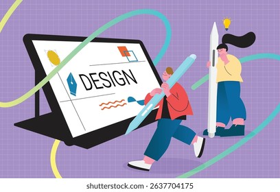 I drew a graphic designer at work using an illustration.