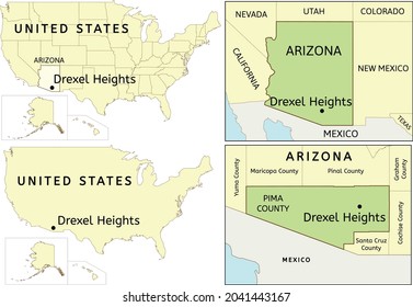 Drexel Heights census-designated place location on USA, Arizona state and Pima County map